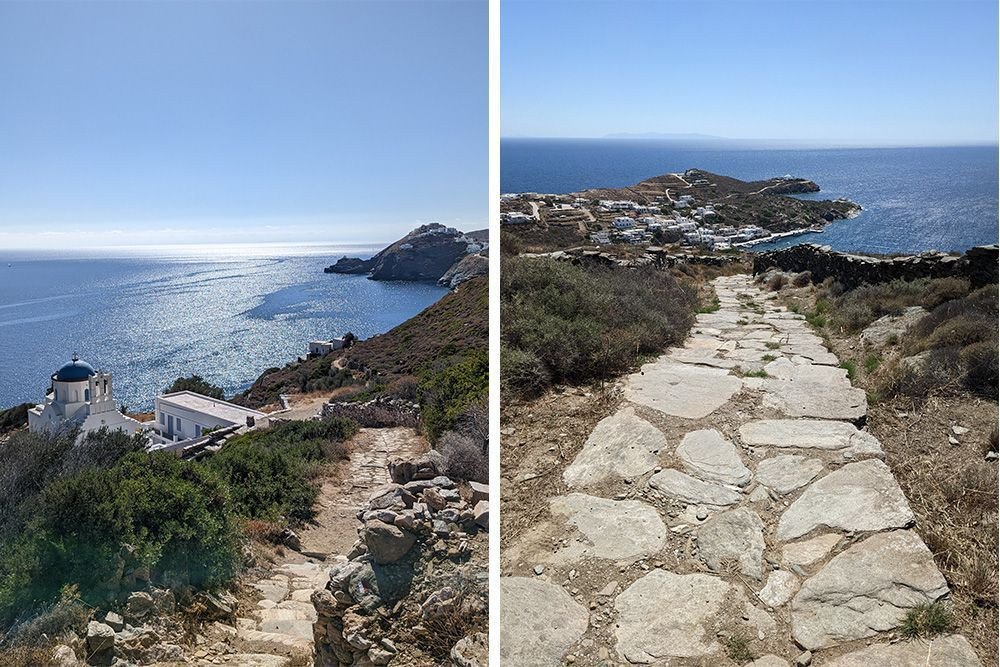 Cappella con cupola blu e sentiero costiero - Sifnos - Grecia